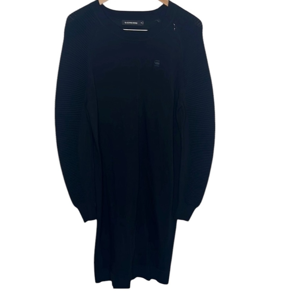 G Star Raw Suzaki Black Long Sleeve Knit Dress Women Size M